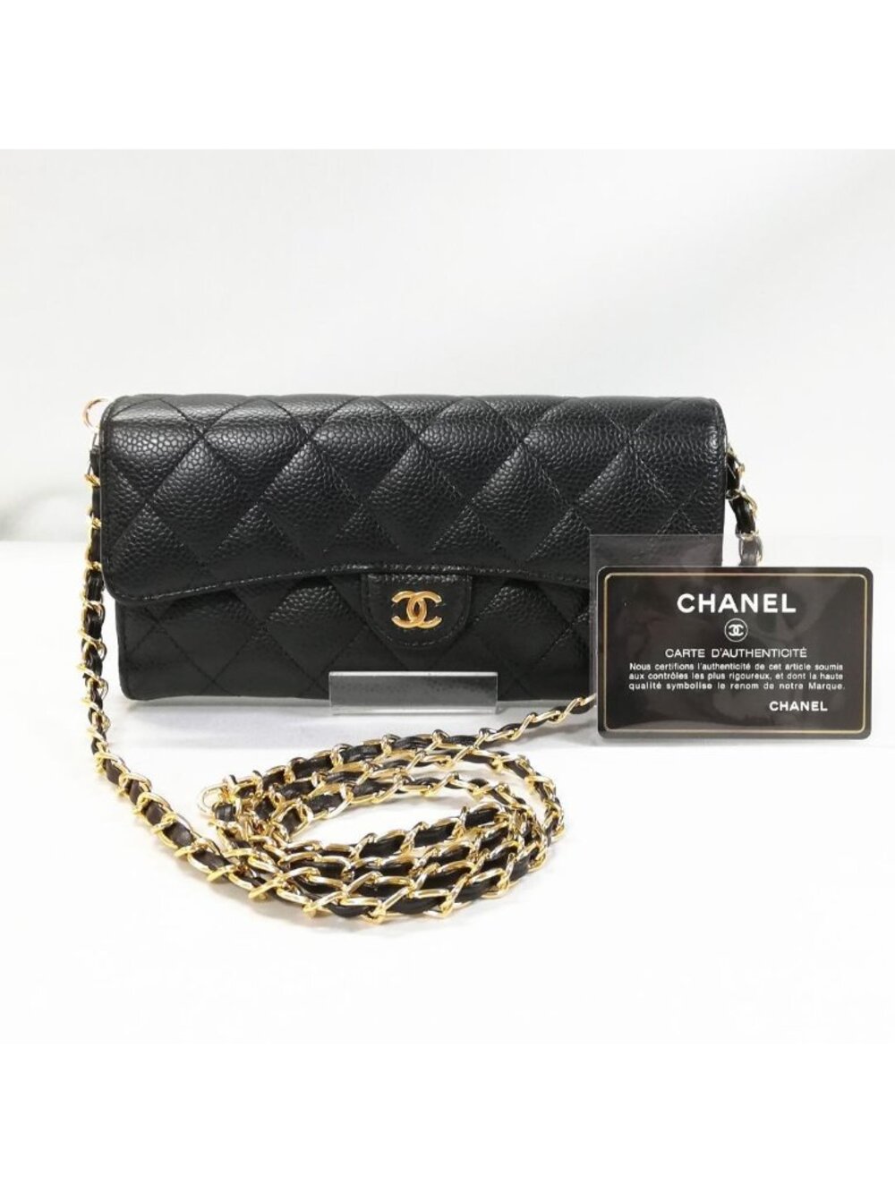 Chanel Class Caviar Leather Quilted Wallet Black